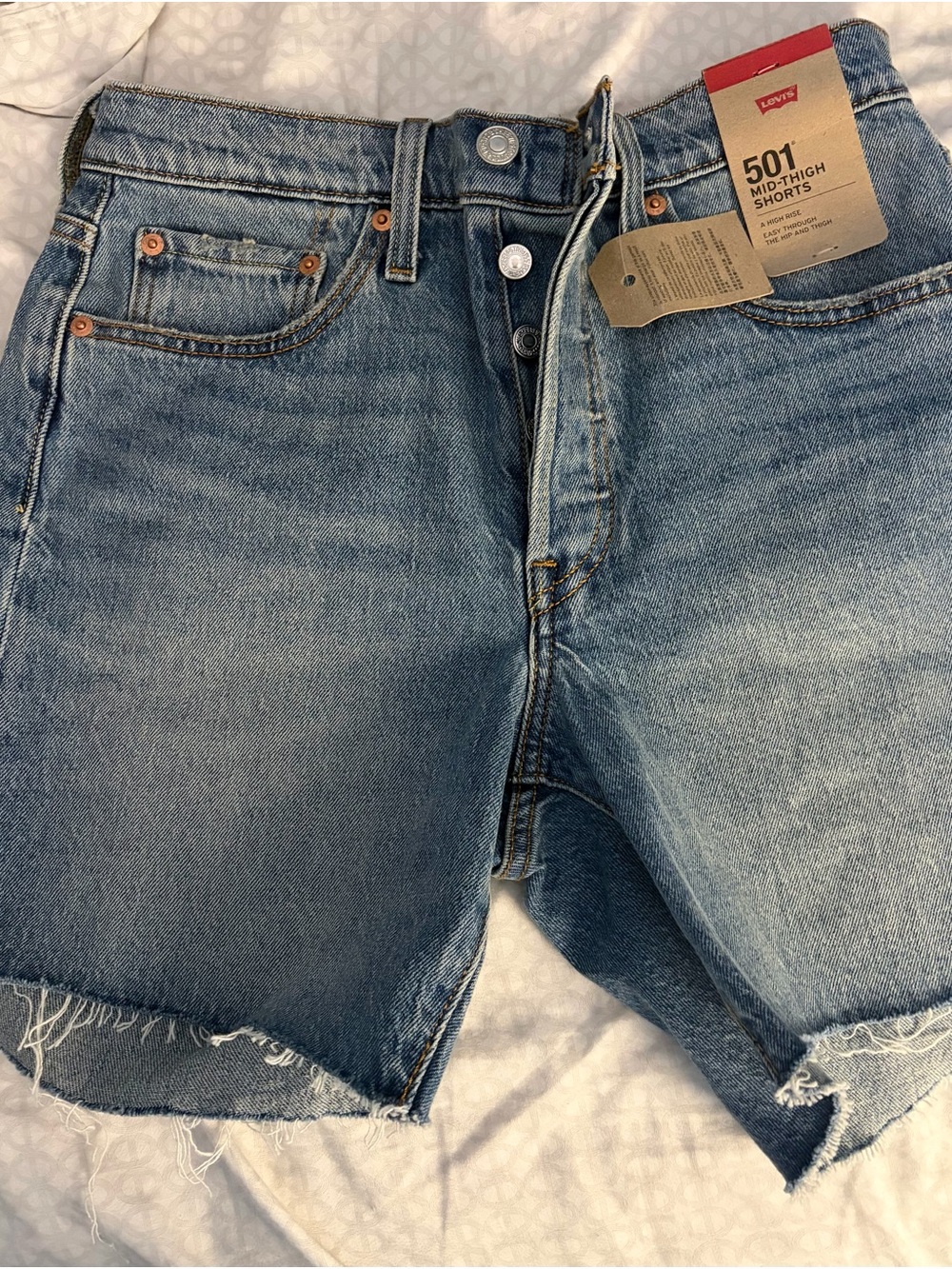 Levi's 501 Mid-High Blue Denim Jean Shorts